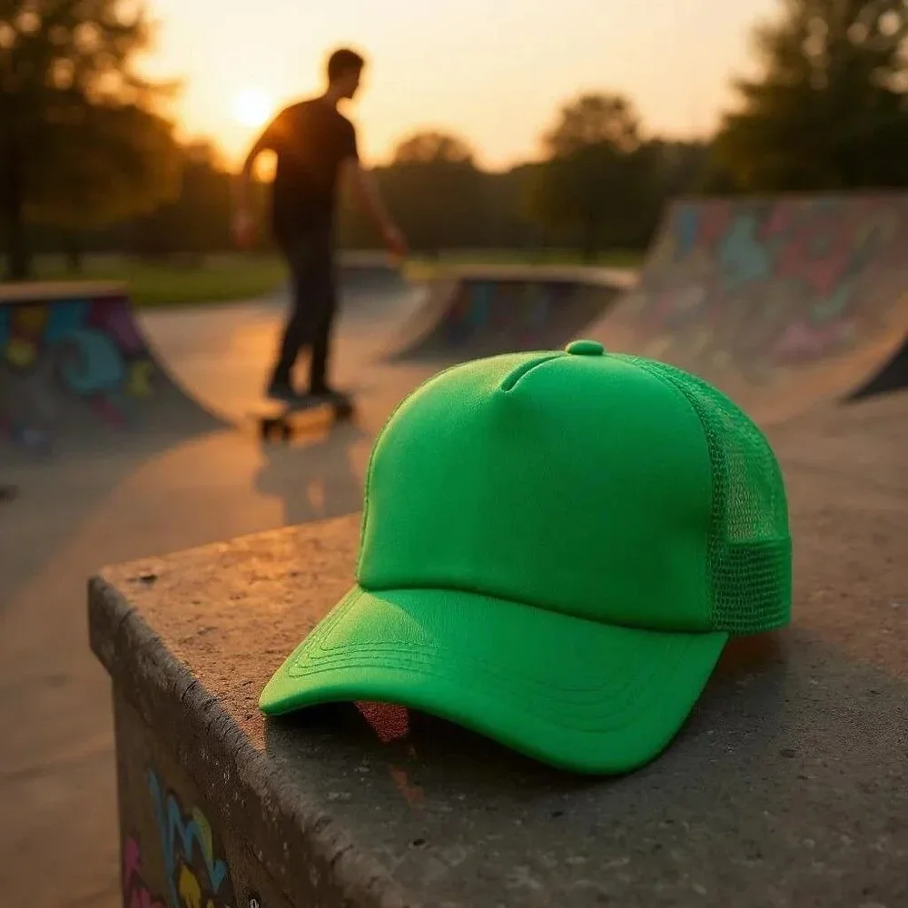 Adjustable Unisex Green Mesh Trucker Hat (SKU#0466)